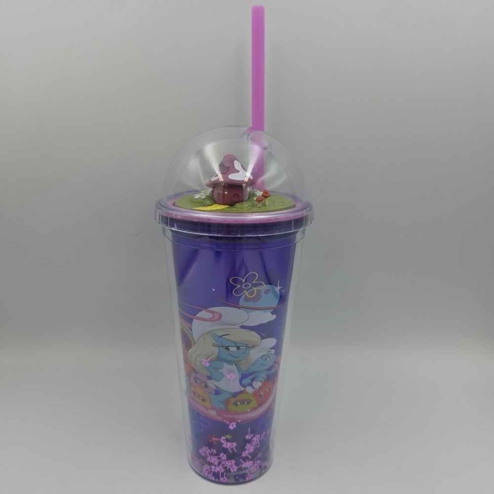 Smurfs movie 2025 Cinemark Exclusive Purple Dome Cupโ Tumbler with Pink Straw